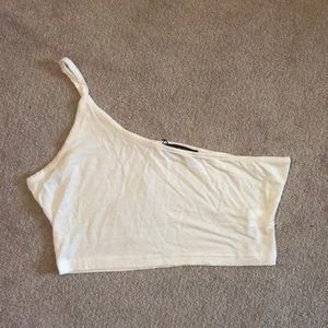 UNIQUE ZAFUL ONE SHOULDER CROP TOP WITH TAGS